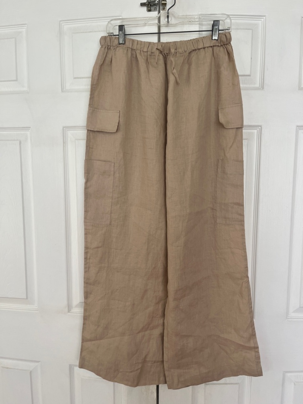 Magaschoni linen pants drawstring cargo style wide leg